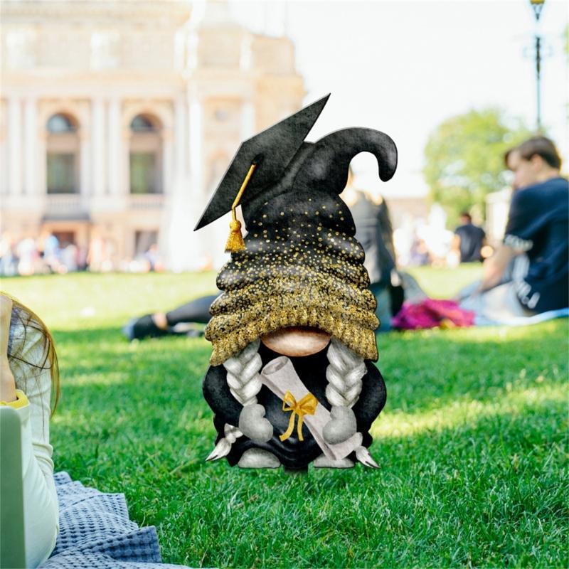 Gnome Garden Stake Graduation Yard Signs Waterproof Congrats Sign with Stakes