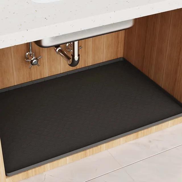 Under Sink Waterproof Silicone Mat Flexible Silicone Cabinet Liner 34x22‘’ Kitchen and Bathroom Sink Mats Protectors Storage