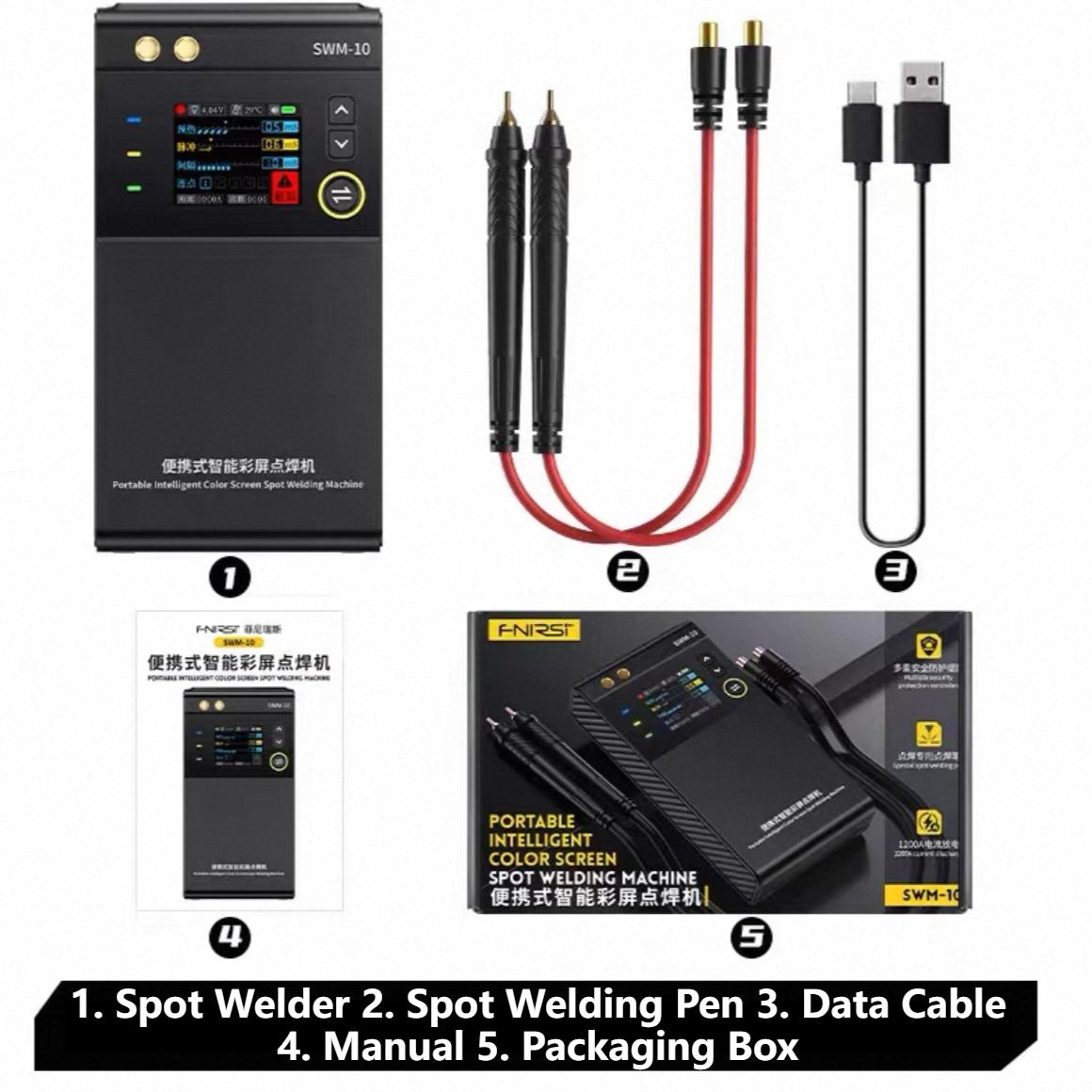 

FNIRSI SWM-10 Welding Machine Portable Battery Spot Welding Adjustable MAX 0.25mm 5000mah 18650 Battery Nickel Sheet Iron Sheet