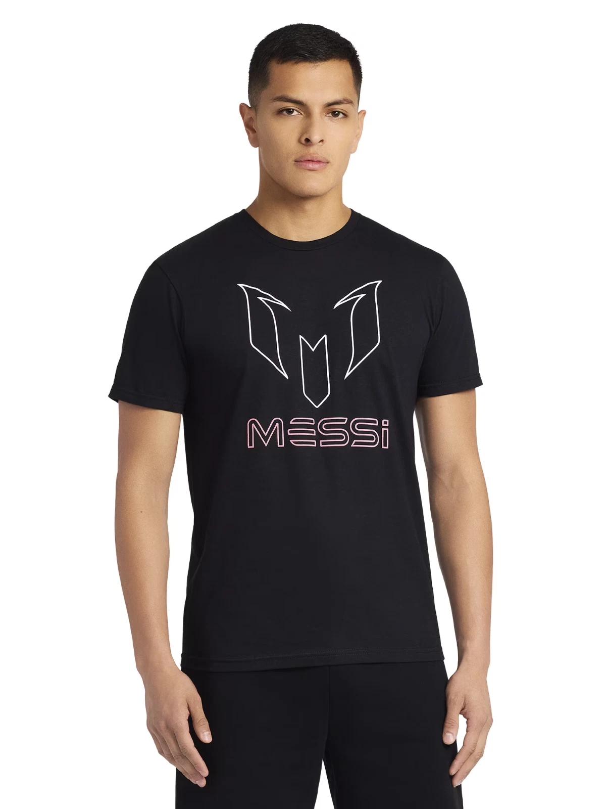 Messi Brand Mens Lionel Messi Black Shirt With White & Pink Print New 3XL M