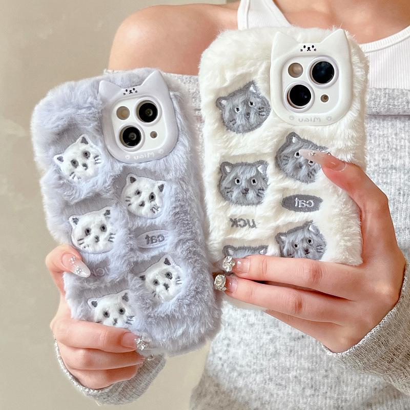 Applicable iPhone17promax plush mobile phone case bow Apple 16 cartoon cloud anti-drop 15 protective case