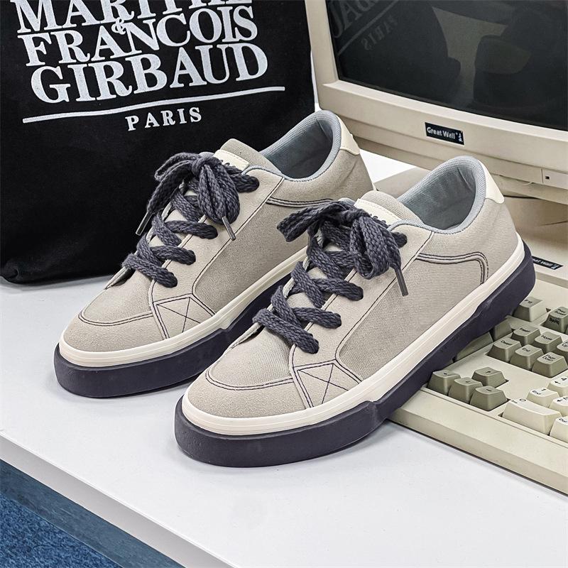 

Мужские низкие дышащие парусиновые туфли, на шнуровке, износостойкие, универсальные для всех сезонов, модные кеды для скейтборда. 43 серый