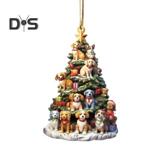 Christmas Tree Pendant Acrylic Tree Shape Book Cucumber Ornament Xmas Tree Hanging Decoration for Indoor Outdoor Winter Decor