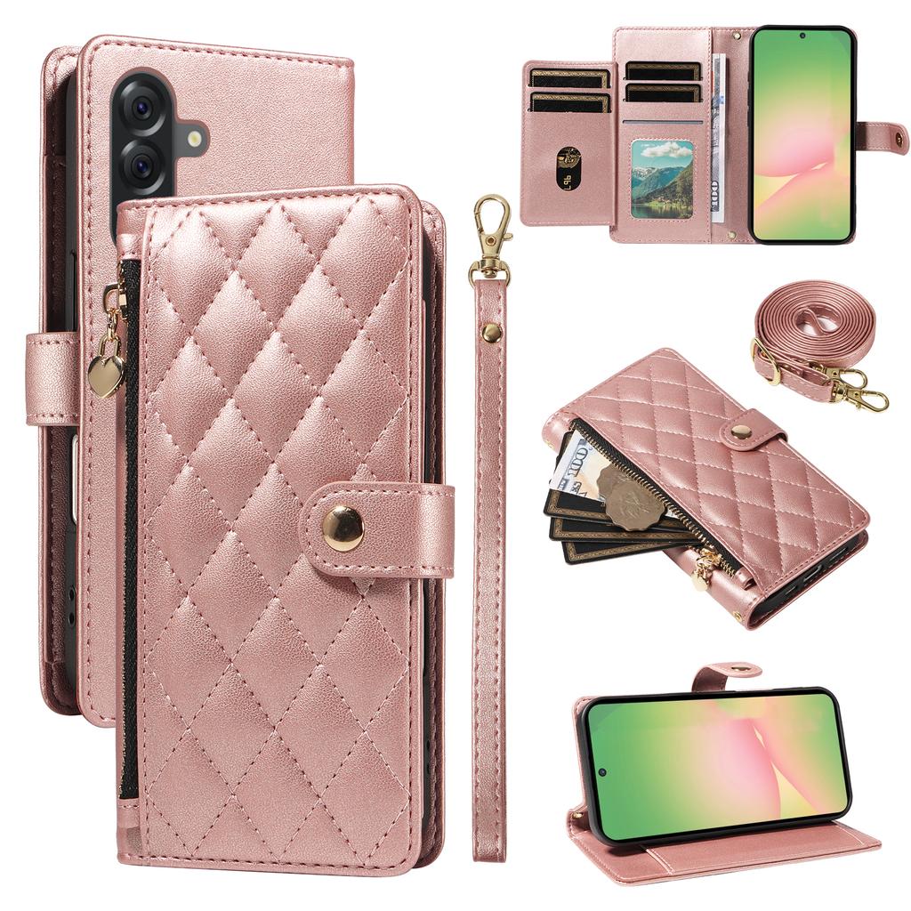 For Samsung Galaxy A56 5G/M56 5G Wallet Case with Straps,Rhombus Leather Stand Phone Cover