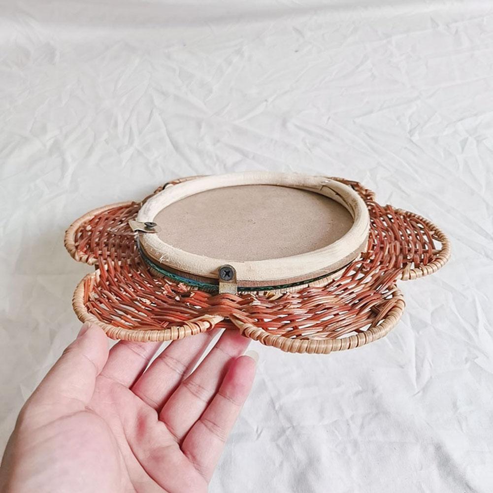 Vine Woven Wall Decoration Hanging Mirror Rattan Mirror Wicker Wall Hanging Mirror Art Decor Bohemian For Home Room Entryway