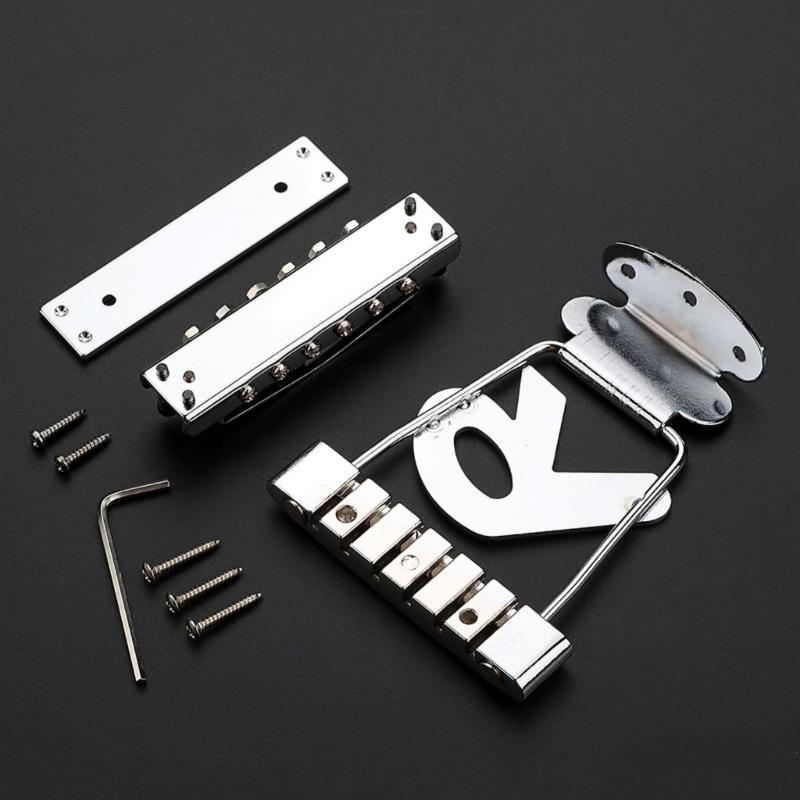 Short Guitar Tailpiece with Bridge Cover And Base Plate 6 String Electric Guitar Trapeze Tailpiece Bridge Easy Install