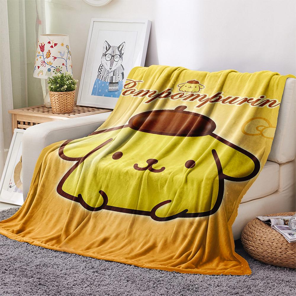 1PC Pompompurin Print Flannel Blanket, High quality All Seasons, Home Decor, Warmth and Comfort, Perfect for Christmas Gifts