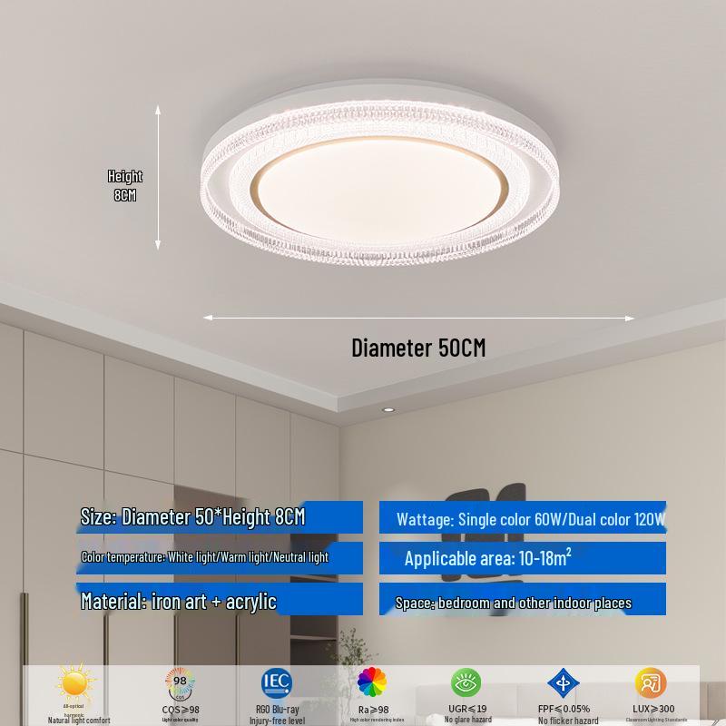 

Полноспектральная защита глаз Хрустальная светодиодная потолочная люстра для спальни Gold Round 50cm - 10-15㎡