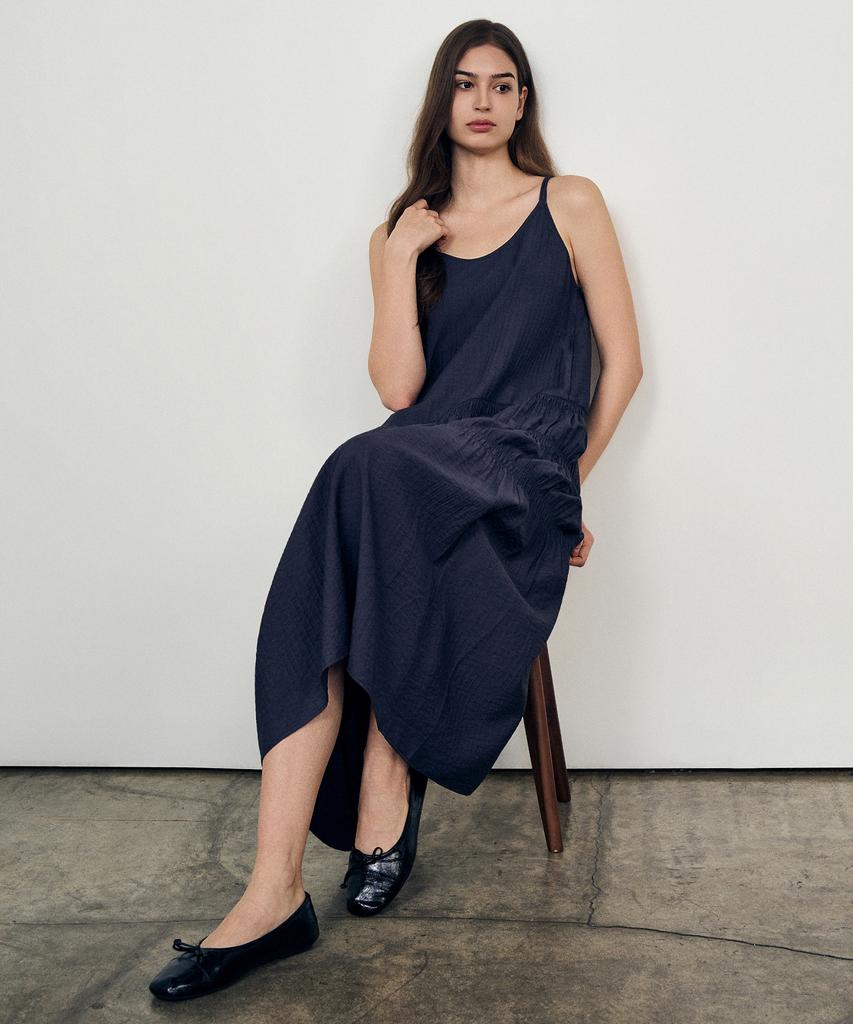 Laneonkyulleoseu Drape Shirring Slip Dress_Navy