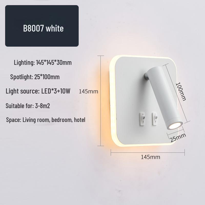 Modern Minimalist Indoor LED Wall Lamp with USB Reading Light for Bedroom or Living Room.