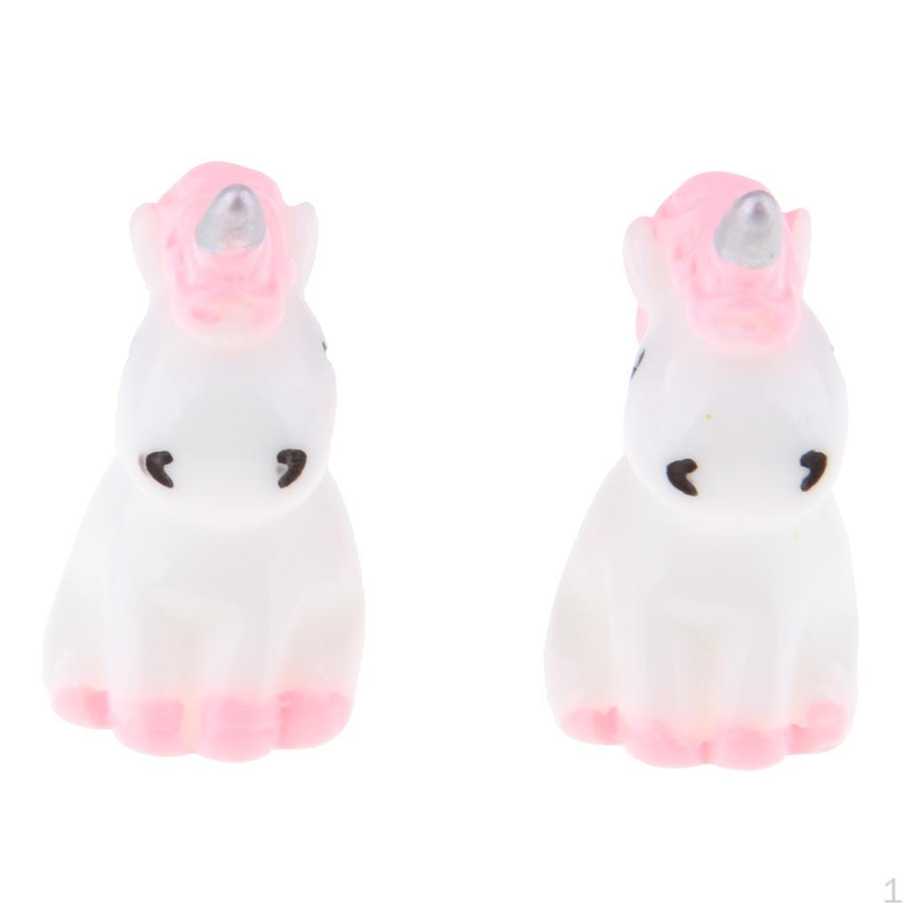 2 Set Unicorns Miniature Fairy For DIY Garden Dollhouse