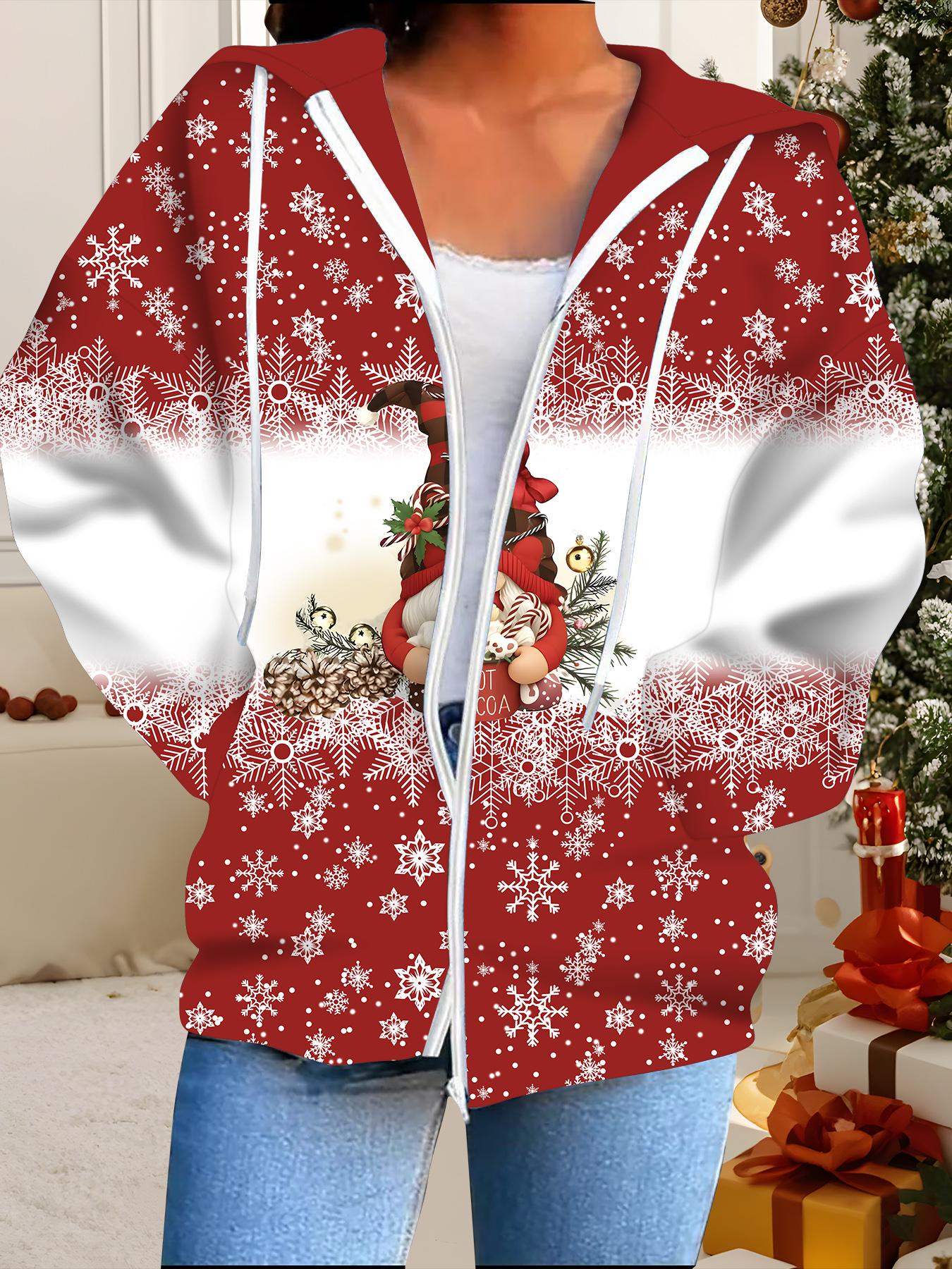 

Рождественский кардиган с капюшоном, 3D-печать, большого размера, осенне-зимний, в стиле ретро 1XL красный