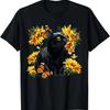 Black Cat Sunflower Cute Butterfly T-Shirt