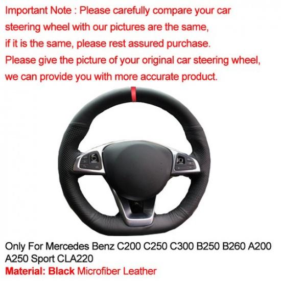 For Mercedes-Benz C200 C250 C300 B250 B260 Hand Sewing Car Steering Wheel Cover