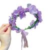 Women Flower Hairband Lace Up Adjustable Anti-slip Princess Style Fairy Girls Flower Children Wreath Photo Prop Bridal Wedding Headband Flower Crown