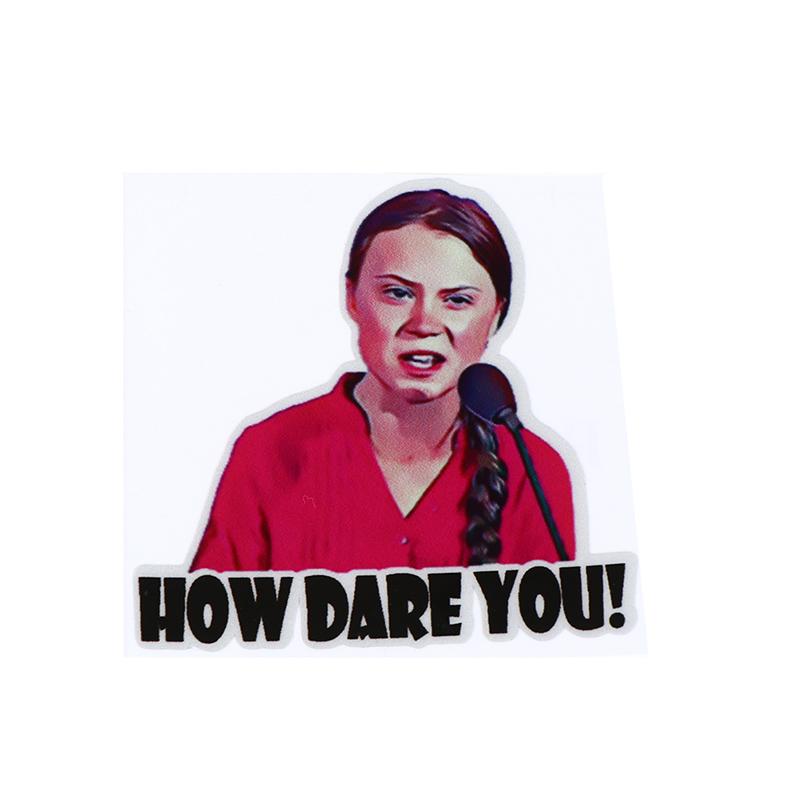 2ks 8*8cm How Dare You Greta Thunberg Vinyl Decal Samolepka Auto na okno
