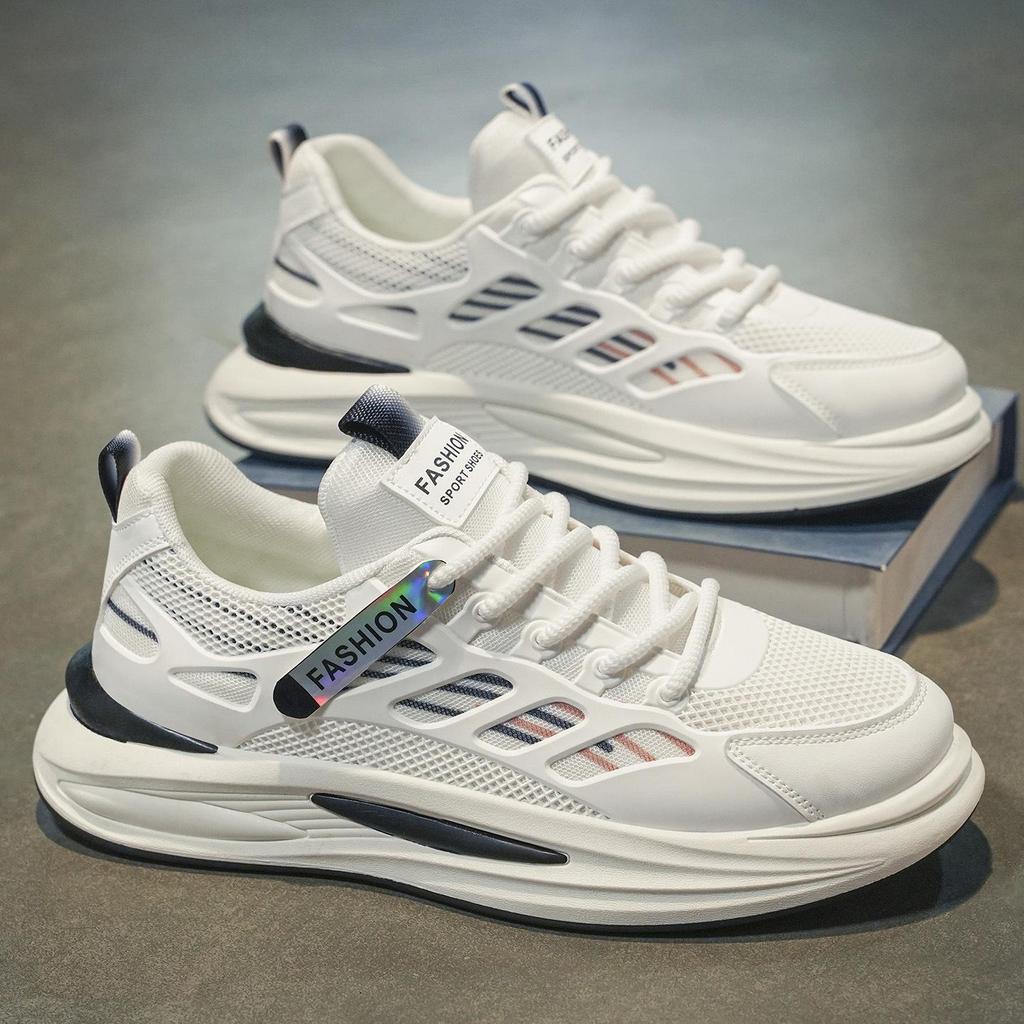 Męskie letnie oddychające sneakersy z siateczki: Modne, na grubej podeszwie, casualowe i wszechstronne buty do skateboardingu.