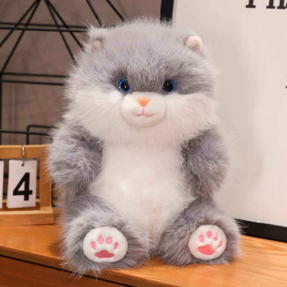 Soft Simulation Cat Plush Toys PP Cotton Gray Kitten Soft Dolls  Decorate Present