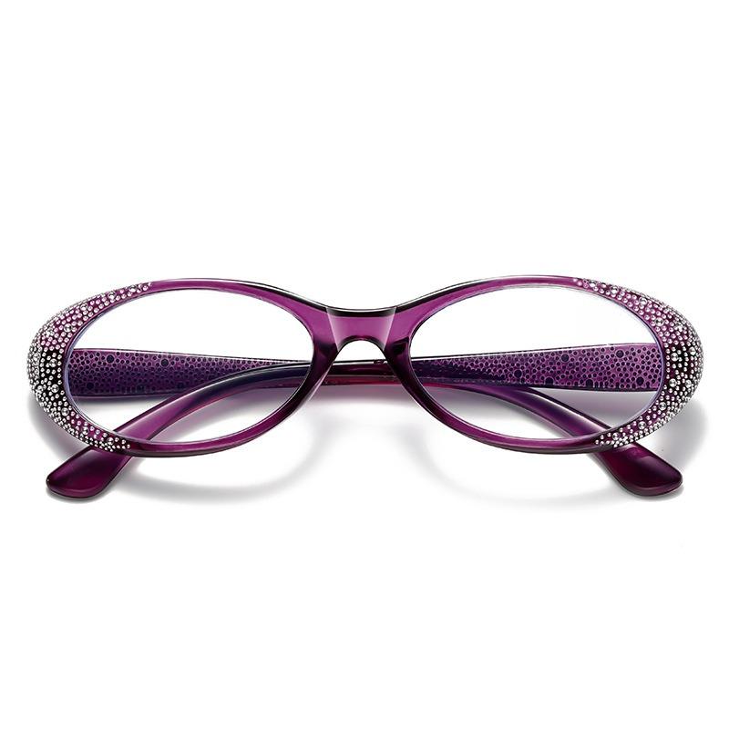 Fashion Diamond Studded High Definition Anti Blue Light Reading Glasses Women Ultra Light Comfortable Presbyopia Eyeglasses