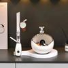 Ceramic Bear Tray Statue Accessory Storage Key Holder Candy Bowl Jewelry Earrings Suitable for Home Modern Table Office Decor