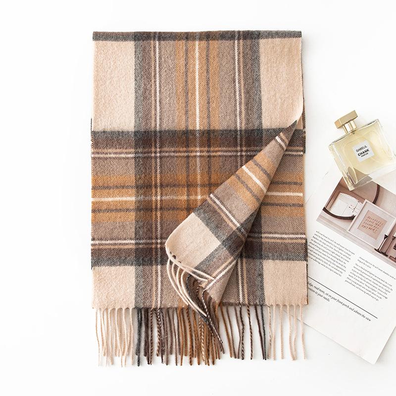 British Style Scarf for Men In Winter High Quality Pure Wool Plaid Scarf Female Student Scarf Couple Style