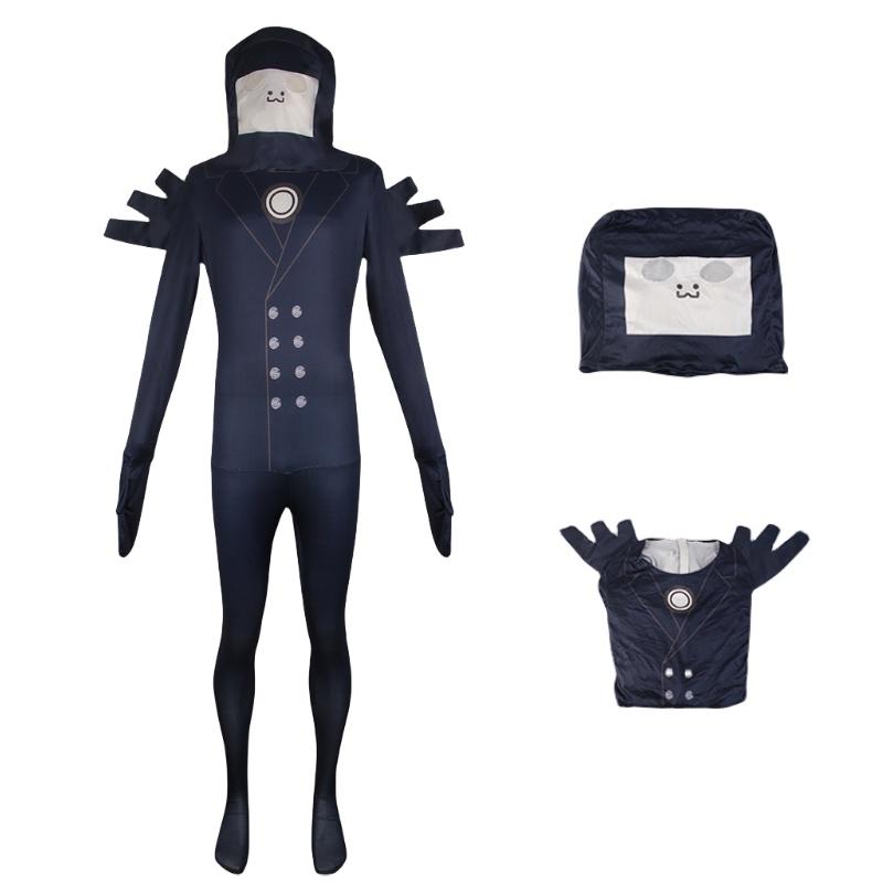 Tv Toilet Skibidi Man Cosplay Jumpsuit Tight Halloween Party Game Role Playing