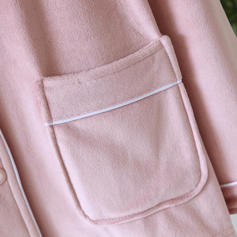 Women's Winter Fleece Pajama Set - Warm Cardigan, Long Sleeves, Side Pockets, Can Be Worn Outside in Spring and Autumn