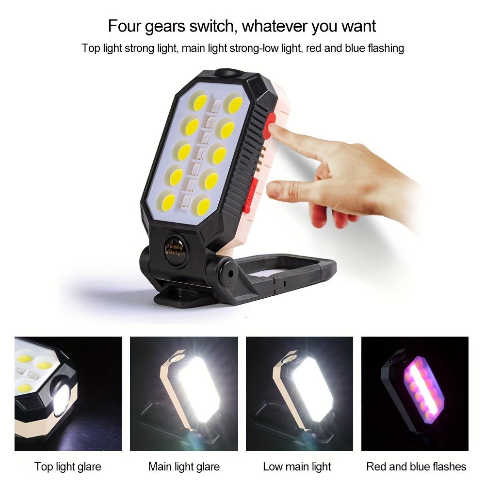 Lampă de lucru COB reîncărcabilă prin USB, lanternă LED portabilă, lanternă de camping rezistentă la apă, cu design cu magnet reglabil, cu afișaj de putere, lanternă multifuncțională