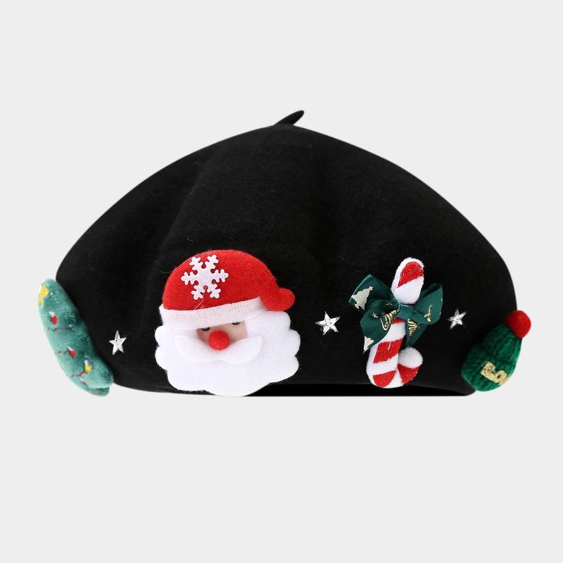 Women S Christmas Style Beret Bow Decorated Winter Autumn Warm Hat