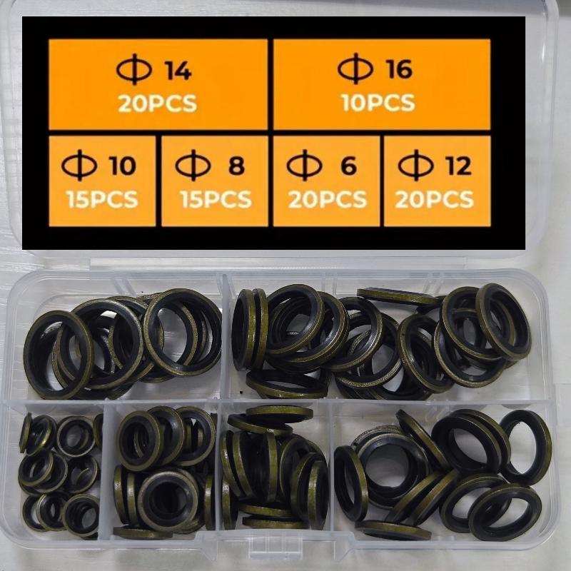 100Pcs Washer Seal Set M6 M8 M10 M12 M14 M16 Car Oil Pan Drain Gasket Kit Drainage Bolt Pad Rubber Oil Drain Plug Gasket