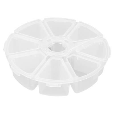 8 Grids Round Clear Plastic Storage Box Divider Container for Beads Jewelry DIY Crafts Nail Art