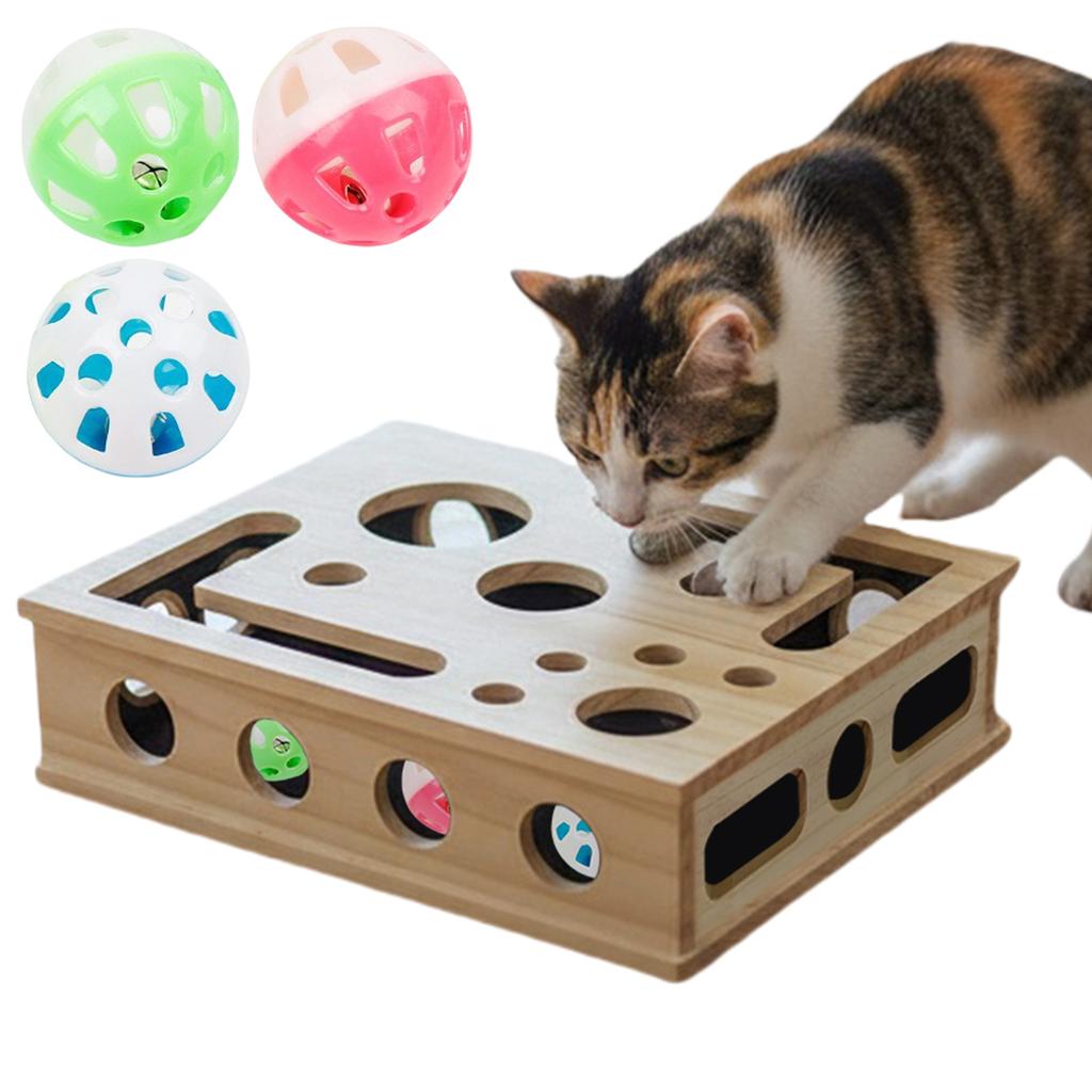 Cat Puzzle Toy Felt Box For Indoor Cats Exercise With Ball Sports Entertainment Hunting Fun Play Toy Boosts Activity