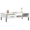  OSLO Coffee Table, Metal Legs, White, Pine Wood