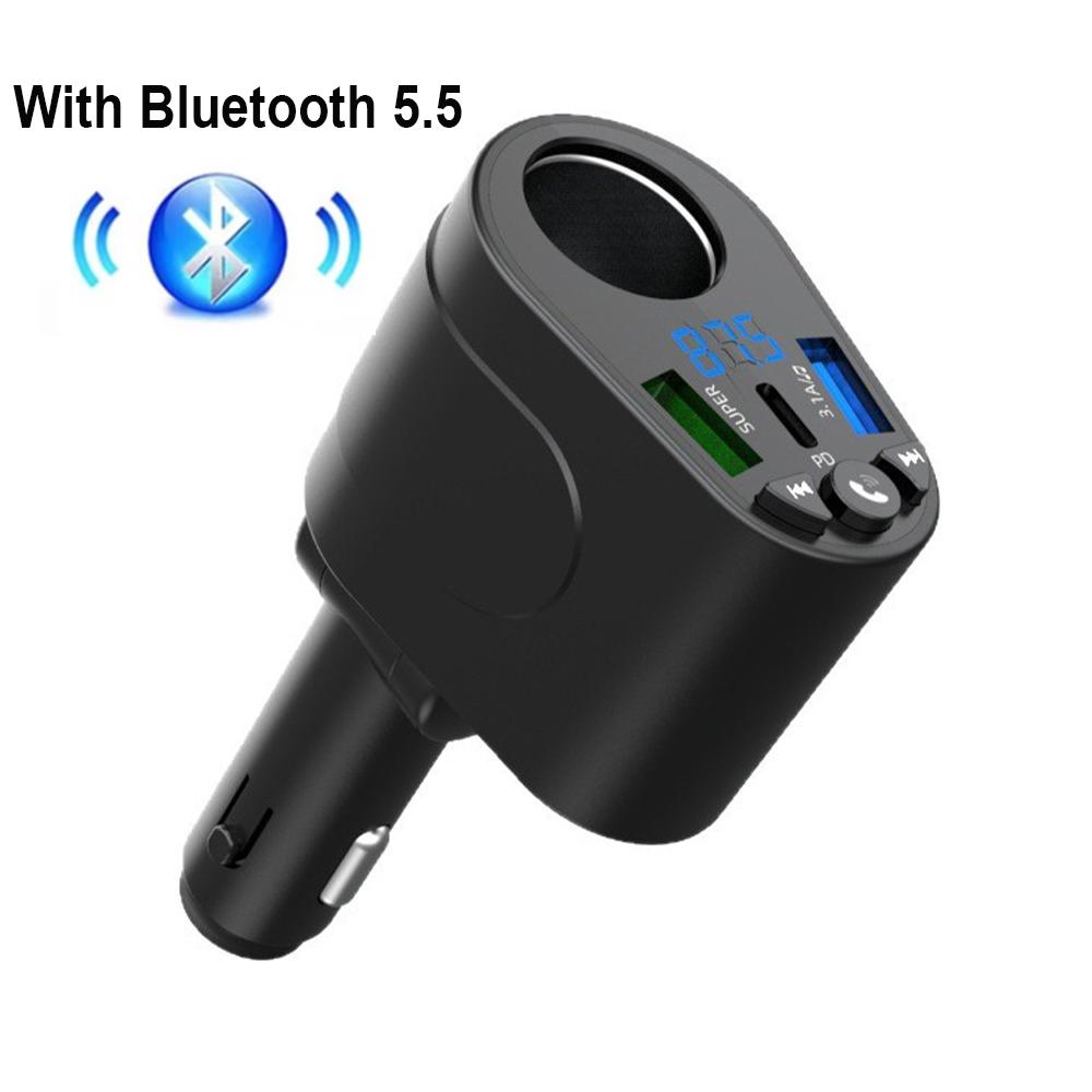 Car FM Transmitter Cigarette Lighter Power Adapters Bluetooth Car Kit Dual USB PD Car Charger Fast Charging with LED Display