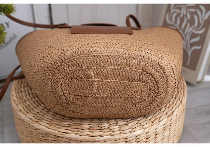 European & American Retro Women's Handmade Woven Straw Shoulder Bag, Casual Vacation Style