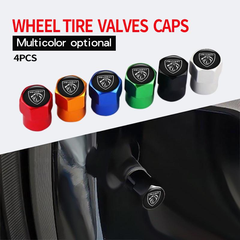 2026 Hot Car Sticker 4PCS Car Wheel Tire Valve Cap Tyre Rim Stem Cover For PEUGEOT 206 307 308 3008 207 208 606 407 508 2008 400