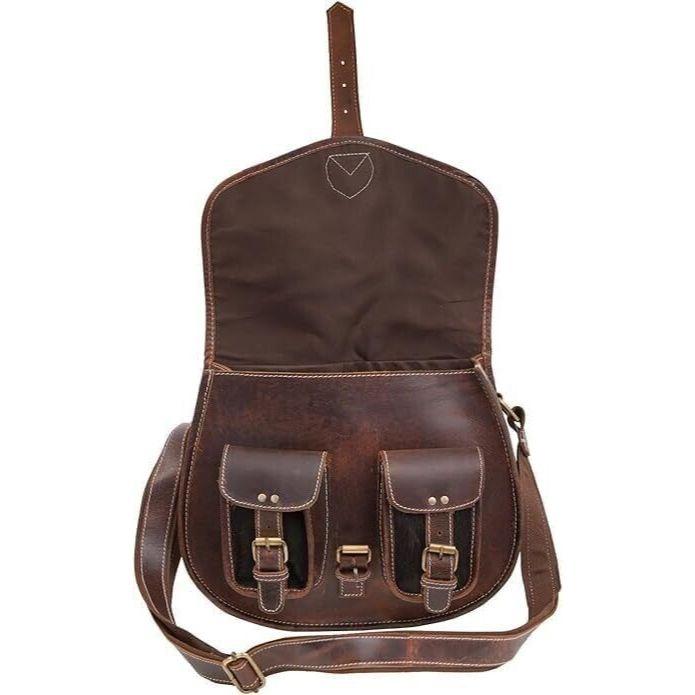Vintage Cowhide Leather Crossbody Purse Handbag for Women Purse Tote Ladies Bag