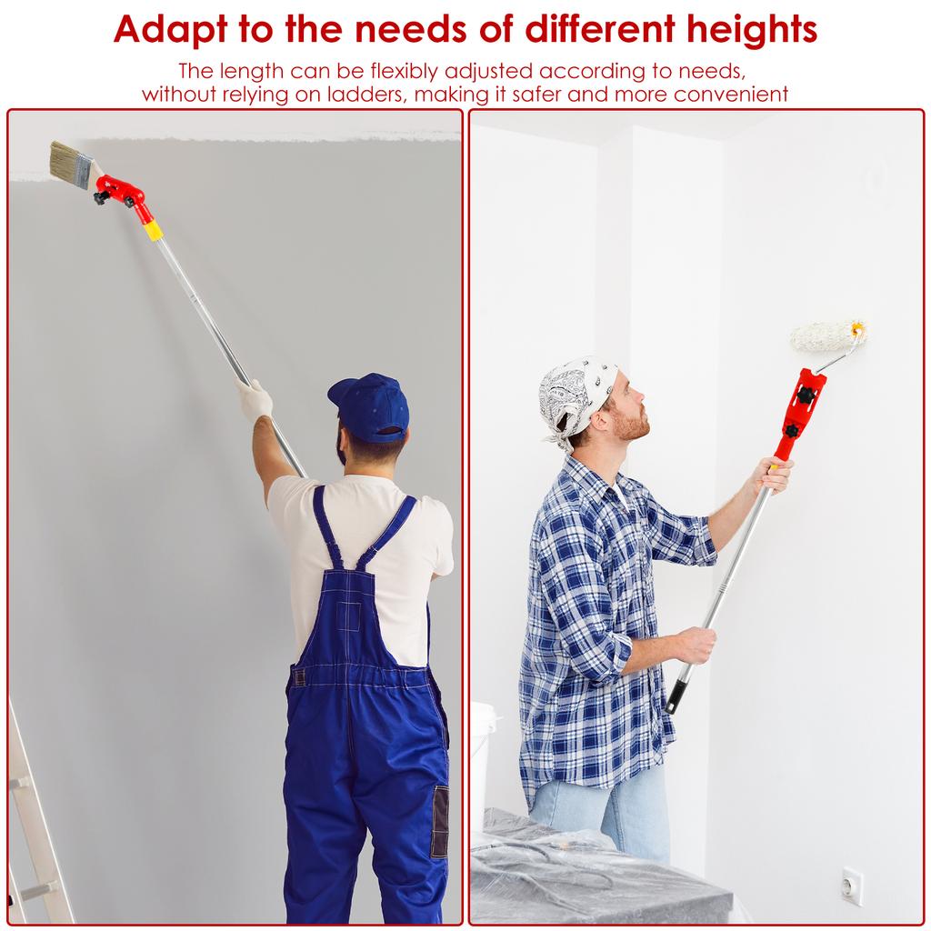 180° Rotating Paint Brush Handheld Paint Tools Multi Angle Paints Roller Extension Pole Attachment with Brush for Ceiling Wall