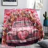 1Pc Pickup Truck Animal Print Flannel Blanket, High Quality Comfortable for All Seasons, Home Decor, Warmth and Comfort, Perfect for Christmas Gifts