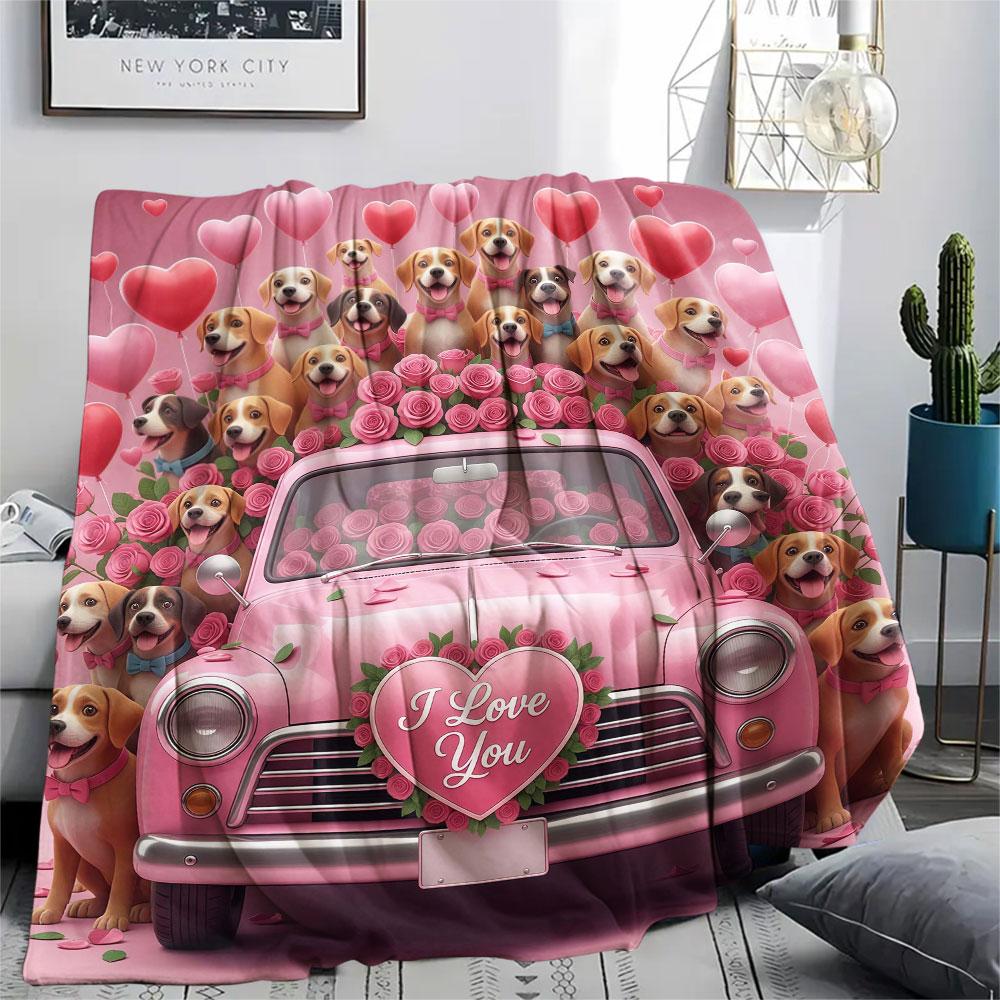 1Pc Pickup Truck Animal Print Flannel Blanket, High Quality Comfortable for All Seasons, Home Decor, Warmth and Comfort, Perfect for Christmas Gifts