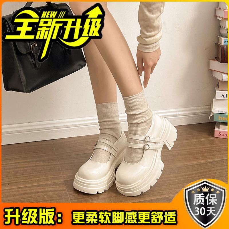 British style retro girls leather shoes summer new soft sole one pedal loafers college style Mary Jane single shoes
