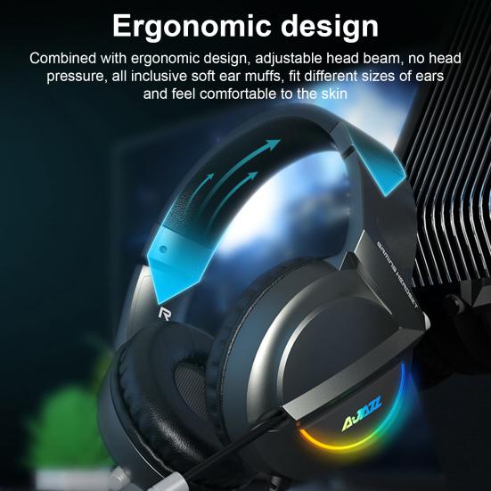 AJAZZ AX365 Wired Headphone Over-ear Noise Reduction Ergonomic USB/3.5mm 7.1 Surround Sound Gaming Headset for Desktop