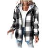 Women S Loose Fit Hooded Long Sleeve Plaid Plush Polyester Coat For Autumn Winter