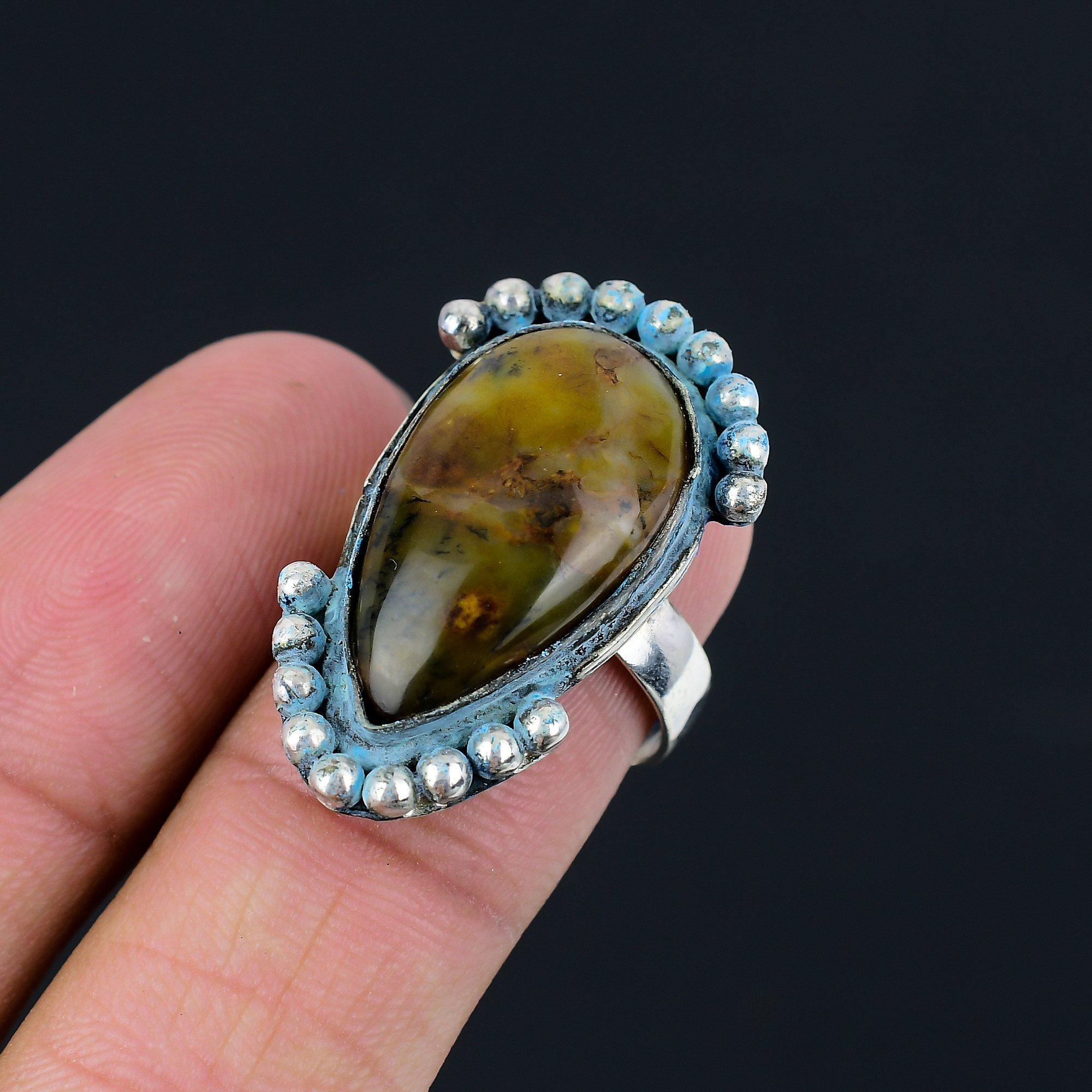 Кольцо-заявление из стерлингового серебра 925 пробы с австралийским хром-халкидоном 8