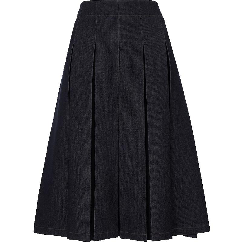 

VEROMODA 2025 Spring High-Waist A-Line Pleated Denim Skirt S