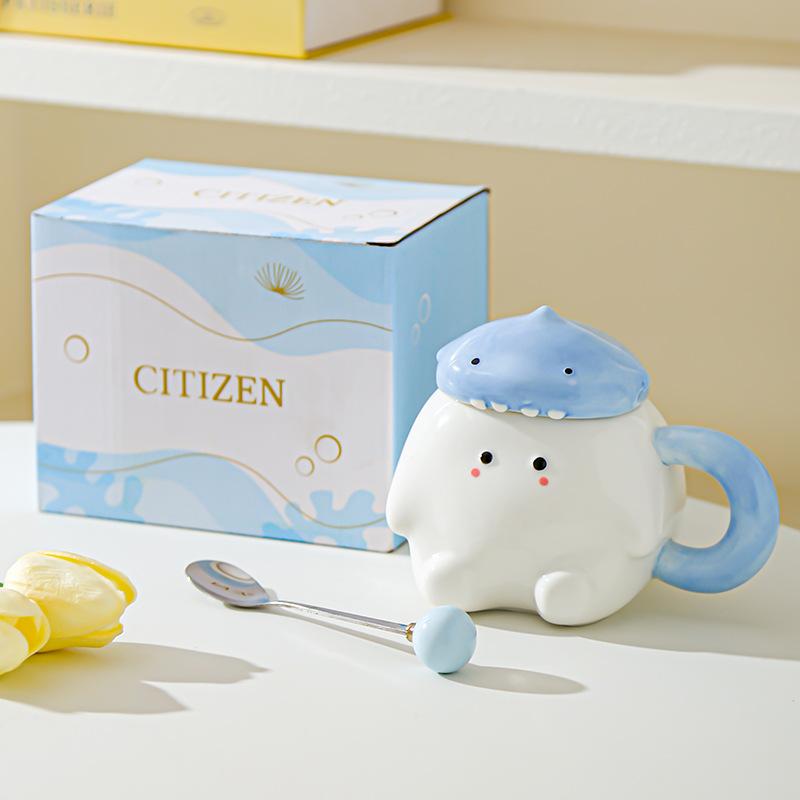 

Креативная керамическая чашка с мультяшным животным, нарисованным от руки, милая бытовая кружка, большая вместимость, чашка для питья, дизайнерская 301-400ml