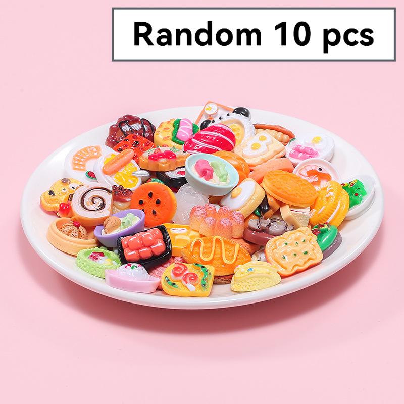 10PCS Cute Miniature Simulation Food Model Resin Dolls House Accessories DIY Pretend Play Toys Resin Food Blind Box Desktop