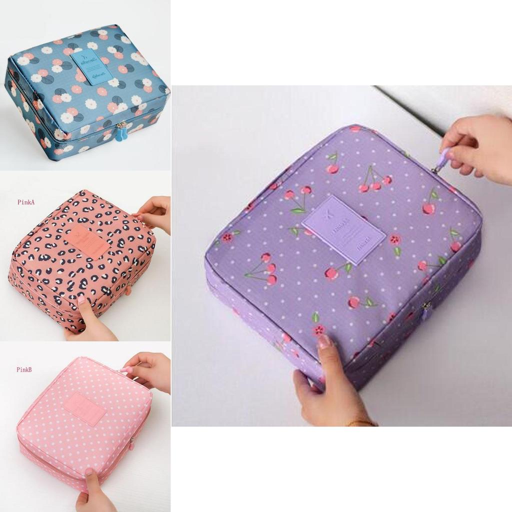 Chic Floral Nylon Zipper Women Makeup Bag And Stylish Cosmetic Case Organizer