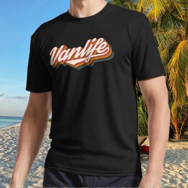 

New Shirt Vanlife retro typography Active T-Shirt Funny Size S to 5XL M