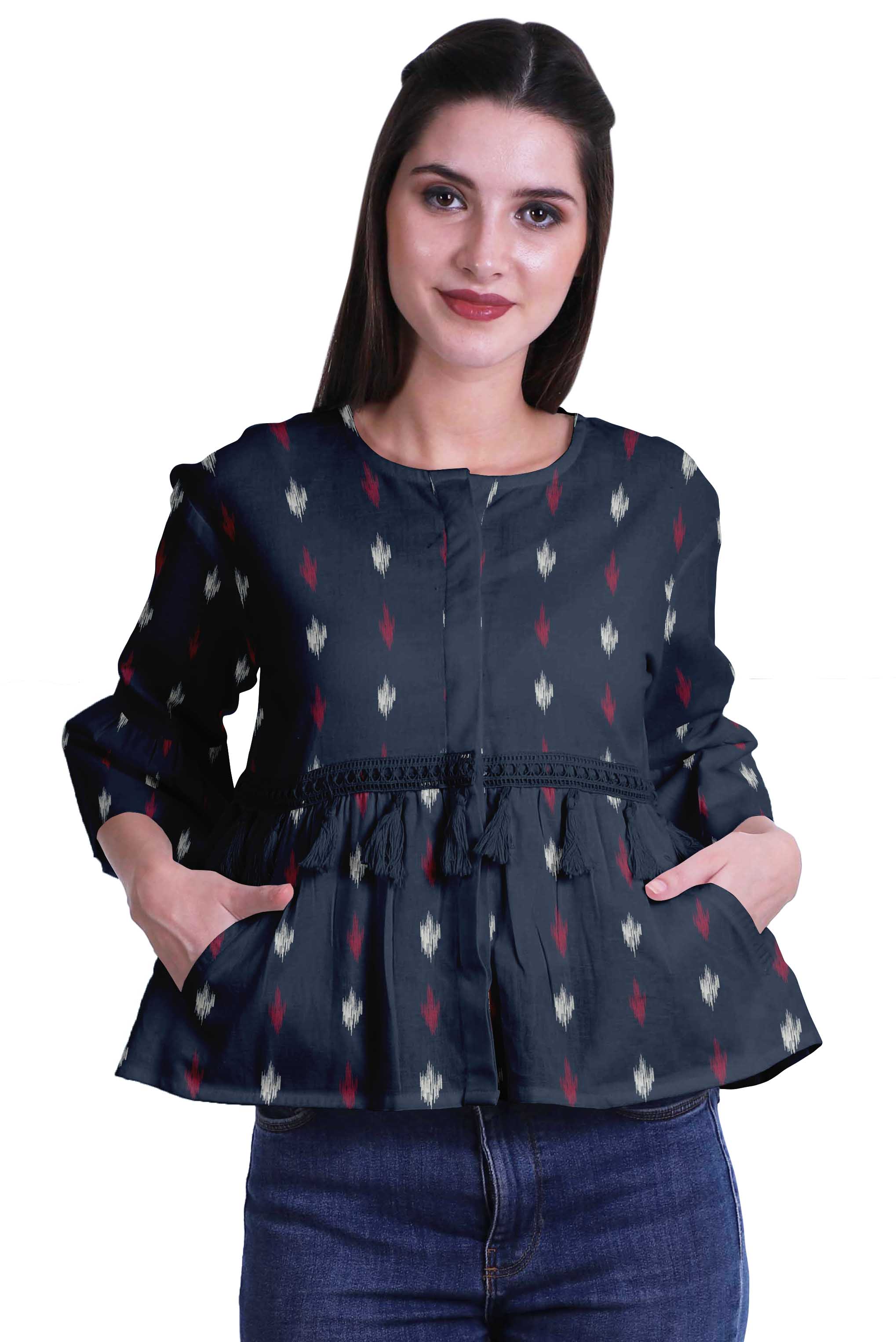 

Moomaya Бавовняний літній одяг із принтом Топи в стилі бохо з кльошом, повсякденні вільні XS темно-синього кольору